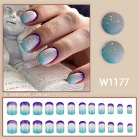 24 faux ongles de luxe style français INS scintillants en PMMA, couvrance totale, pré-dessinés, à presser, avec colle pour doigts