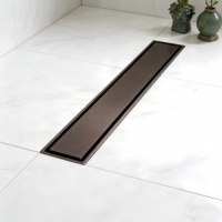 Drain de sol linéaire invisible gris bronze certifié CE en SUS304, 60 cm, anti-odeur, moderne, pour cuisine, extérieur, sous-sol, douche, salle de bain