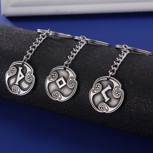 Llavero con amuleto de las 24 <span class=keywords><strong>runas</strong></span> nórdicas Myshape, amuleto vintage de coraje, letra rúnica Futhark de acero inoxidable, regalo religioso - Product Image 2