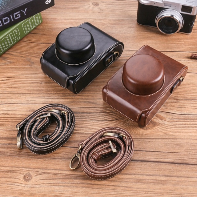 PU Leather Camera Case for Fujifilm XE4 X100S X30 X100F D-LUX7 LX100M2 Cameras-Home Storage Camera Bag