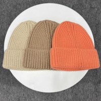 Bonnet d'hiver côtelé en tricot avec logo personnalisé, patch en caoutchouc ovale, bord rehaussé, pour usage quotidien, vente en gros