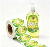 Autocollants personnalisés imperméables pour liquide vaisselle, étiquettes adhésives au design citron pour emballages de détergent