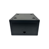 Flight case de transport léger sur mesure en contreplaqué 12 mm pour équipement d'amplificateur 6U avec 2 portes coulissantes et 4 pieds