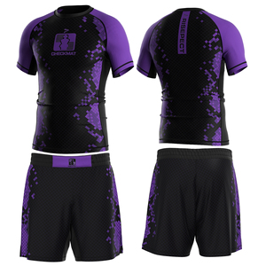 Ensemble de combat MMA professionnel 2 pièces : Rashguard à compression avec grip en silicone + Short de combat haute mobilité pour la compétition - Product Image 5