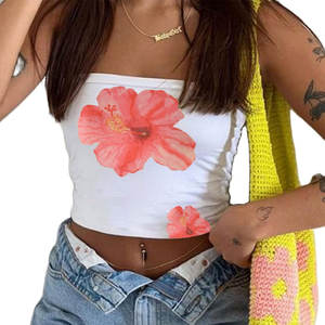 Nueva moda de verano Color sólido Casual Tube Top Floral Printed streetwear tube tops - Product Image 5