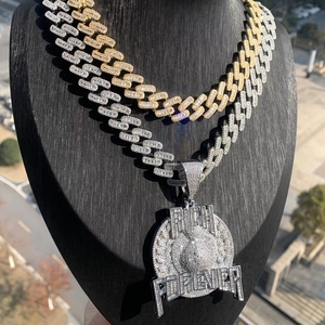 Collier Hip Hop Tendance « Rich Forever » avec Pendentif Bling Zircon, Style <span class=keywords><strong>Rappeur</strong></span>, Bijoux Iced Out, Compatible avec Chaîne Cubaine - Product Image 4