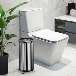 Porte-papier toilette en métal sur pied, finition thermolaquée, pour rangement et organisation des mouchoirs - Product Image 3