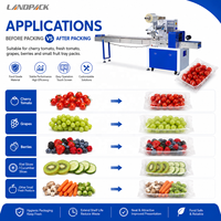 Automatische verpakkingsmachine voor verse producten zoals champignons, sla, fruit en groenten, kersentomaten en bladergroenten.