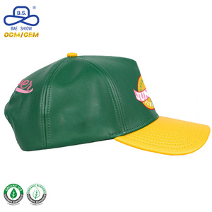 Berretti da Baseball in pelle a 5 pannelli personalizzati di nuova tendenza con Design colorato con chiusura a scatto regolabile per uomo e donna - Product Image 3