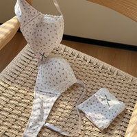 Soutien-gorge sans armatures en dentelle florale style français pour femme, petite poitrine, soutien latéral, respirant, doux, confortable, lingerie