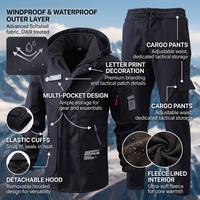 Ensemble de vêtements de travail d'hiver pour hommes, veste chaude doublée en polaire, pantalon cargo tactique imperméable et coupe-vent