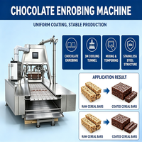 Petite machine d'enrobage au chocolat pour barres énergétiques et protéinées, avec tunnel de refroidissement de 3 m, pour la transformation des barres de céréales