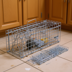 Trampa para Ratones de un Toque Quick-Catch, Jaula de Hierro Galvanizado Reutilizable, Control de Plagas Domésticas, Diseño Rectangular Sólido - Product Image 2