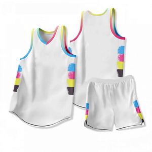 Ensemble de maillot et short de basketball personnalisable, imprimé par transfert thermique, 100% polyester, antibactérien, respirant, séchage rapide, été - Product Image 4