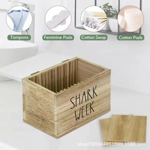 Boîte de rangement en bois à couvercle rabattable, organisateur rectangulaire en bois massif pour tampons, dosettes de lessive, rangement de vêtements - Product Image 4