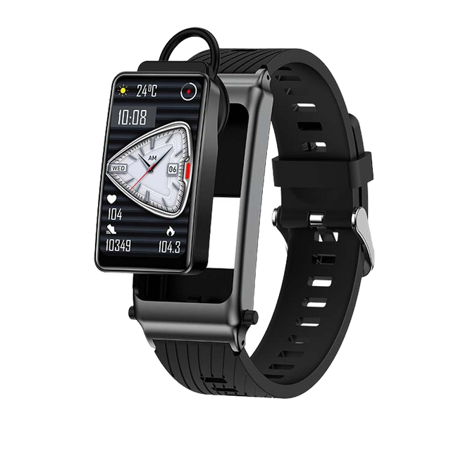 2 in 1 K80 Smart Watch 1.57 Inch IPS Silicone Band IP67 Waterproof Detachable Earphones Supports Android IOS Blue Tooth SDK