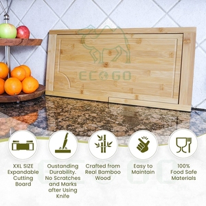 Planche à découper en bois de bambou extensible extra large s'étend sur le plateau de service du fromage de l'évier de cuisine - Product Image 6