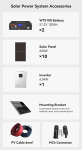 Kit Solar Fotovoltaico de 6.5 KW con Módulos de Batería, Soportes, Rieles y Sistema de Energía Solar Híbrido de Respaldo Doméstico de 6.5kW - Product Image 3