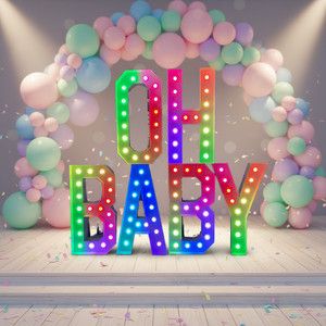 ไฟอักษรเรืองแสงแบบกำหนดสี RGB OH BABY สำหรับตกแต่งงานแต่งงานและงานอีเว้นท์ - Product Image 1