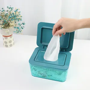 Topsky耐用透明纸巾盒餐巾浴室潮湿组织盒PS婴儿纸巾盒客户的标志为家庭办公室100pcs