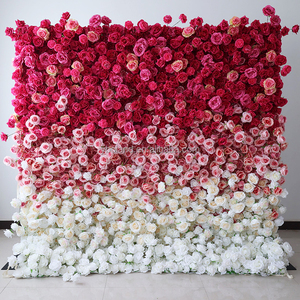 Panel Floral Decorativo para Bodas y Eventos S09, Fondo de Pared de Flores de Seda Artificial con Cambio Gradual de Color, Arcoíris, Ombre, Enrollable, en Venta - Product Image 3