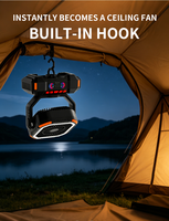 Ventilateur de camping multifonctionnel télécommandé avec minuterie, facile à utiliser, lumière LED, recharge USB, ventilateur rechargeable pour l'extérieur, 40000 mAh