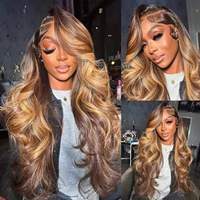 Hochdichte Ombre P4/27 Highlight Farbige Body Wave 13x4 HD Lace Front Echthaarperücke aus Rohem Vietnamesischem Haar 13x6 Echthaar