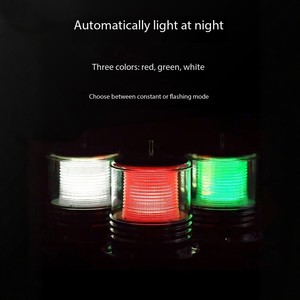 해양용 세 가지 색상(빨강, 흰색, 초록색) 점멸 마스트등 태양광 LED 항해 신호 경고등 - Product Image 6
