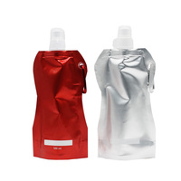 Pochette d'eau pliable personnalisable avec logo, avec bouchon verseur de qualité alimentaire, 500 ml, sac réutilisable anti-fuite pour jus et aliments visqueux