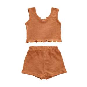 Conjunto de Ropa para Bebé Niña 2022, Conjunto de Verano de Camiseta sin Mangas y Pantalones Cortos Tejidos, Conjunto de Pantalones Cortos para Niñas con Logotipo Personalizado - Product Image 4