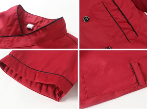 <span class=keywords><strong>Veste</strong></span> de chef unisexe à manches courtes avec passepoil rouge, uniforme de cuisine <span class=keywords><strong>professionnel</strong></span> pour restaurants et hôtels - Product Image 6