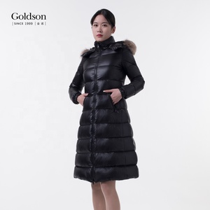 Chaqueta de ganso delgada de nuevo diseño 2021 para mujer, decoración de piel con capucha cálida de invierno, prendas de vestir exteriores informales transpirables impermeables de nailon - Product Image 4