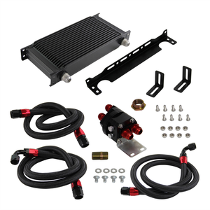 Universal 19 Row AN10 <strong>Oil</strong> Cooler <strong>Kit</strong> <strong>Relocation</strong> Adapter Bracket <strong>Kit</strong> Black - Product Image 2