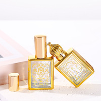 Flacon compte-gouttes carré plat créatif en verre plaqué or 15 ml, vaporisateur de parfum, flacon à bille pour huile essentielle et massage