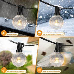 Guirlande lumineuse solaire étanche pour extérieur, 25FT/50FT, ampoules G40, résistante aux chocs, pour jardin, cour, rue, fête, décoration d'arbre - Product Image 6