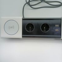 Prises électriques dissimulées pour meubles, prise de table de conférence avec chargeur USB sans fil et couvercle coulissant
