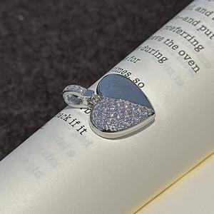 Pendentif en argent pur S925 en forme de cœur antique avec zircon, simple, tendance, rétro, au tempérament français, design unique et original - Product Image 5