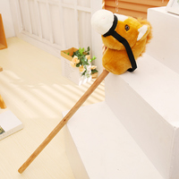 Jouet bâton d'équitation avec tête de cheval en peluche cousue à la main, bois robuste, son, cadeau d'anniversaire pour enfants, rempli de coton PP