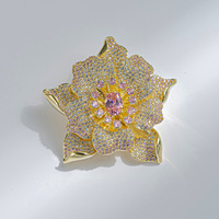 Broche Fleur de Pivoine en Cuivre et Zircon, Design de Marque de Luxe Léger, Vente Directe Usine XILIANGFEIZI