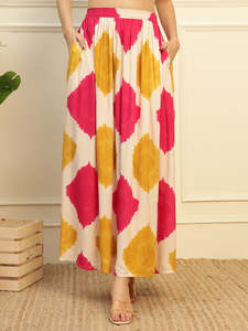 Conjunto de Top y Falda de Rayón Liso y Geométrico hasta el Tobillo para Mujer, Estilo Vestido Occidental Elegante - Product Image 6