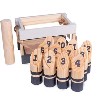 Kubb-Números de skittle familiares personalizados de alta calidad, juego vikingo de madera para exteriores, venta al por mayor