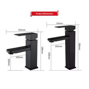 Rubinetto <span class=keywords><strong>Miscelatore</strong></span> per Lavabo Bagno Monocomando Acqua Calda e Fredda in Acciaio Inox 304 <span class=keywords><strong>Nero</strong></span> Bestseller - Product Image 6