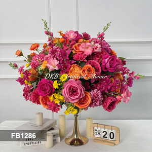 Boule de fleurs artificielles de roses rouges de haute qualité, décoration pour mariage, fournisseurs de fleurs de roses - Product Image 2