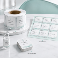 Étiquettes personnalisées en BOPP pour peptides, autocollants imperméables pour flacons, pour petits flacons, emballage d'échantillons cosmétiques, service d'impression OEM