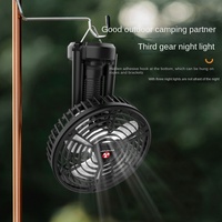 Ventilateur portable sur trépied pour tente de camping, électrique, oscillant, solaire, rechargeable USB, éclairage extérieur, 3 vitesses, 4000 mAh, 36 dB, bouton, 5 W