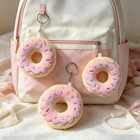 Porte-clés en peluche Donut Crème Rose de 9 cm, Adorable pendentif de sac Donut, Accessoire de suspension doux et mignon