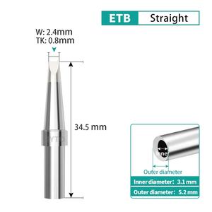5 pièces/ensemble Pointe de fer à souder en cuivre série <span class=keywords><strong>ET</strong></span> Weller WES50/51 Station de soudage PES51/LR21 ETA ETB ETS ETD ETC ETAA - Product Image 6