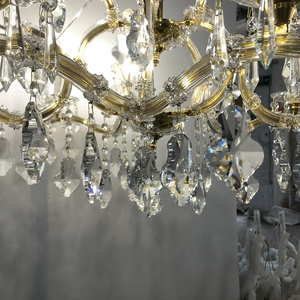 Klassieke Gouden Flat Maria Theresa Kristallen Kroonluchter Luxe Voor Lage Plafond Semi-<span class=keywords><strong>Flush</strong></span> <span class=keywords><strong>Mount</strong></span> Hanglamp - Product Image 3