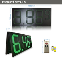 Nouveaux produits de l'usine Jhering, étanches, 24 pouces, verts, 4 chiffres, télécommande RF/LCD, affichage numérique LED pour enseignes au gaz