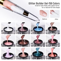 R S Nail Gel de construction pour ongles à paillettes 156 couleurs, logo personnalisé, sans HEMA, sans TPO, gel dur pour extension d'ongles acryliques